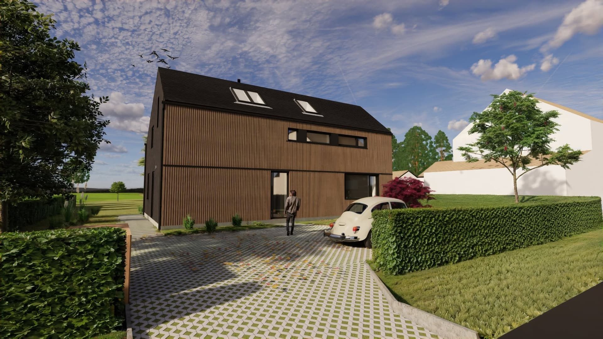 Permis d'urbanisme maison contemporaine à Soignies, rendu 3D